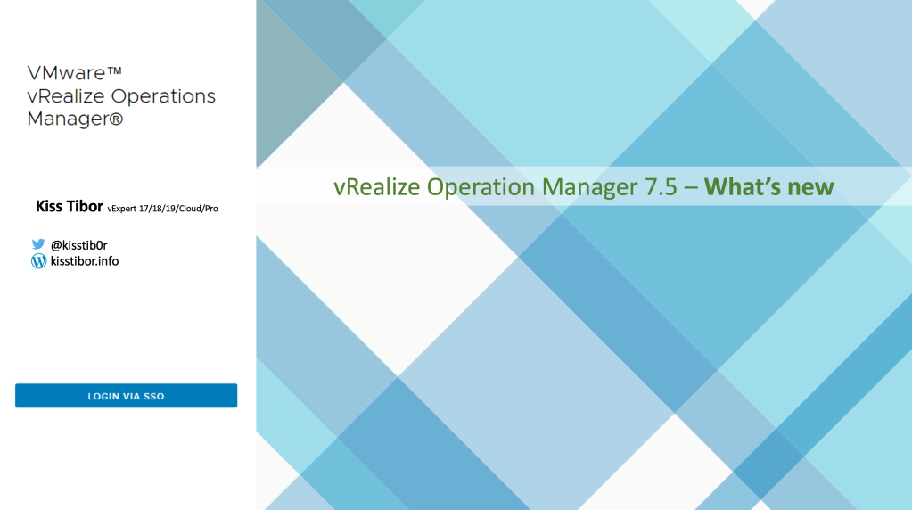 vRealize Operation Manager 7.5 – What’s new