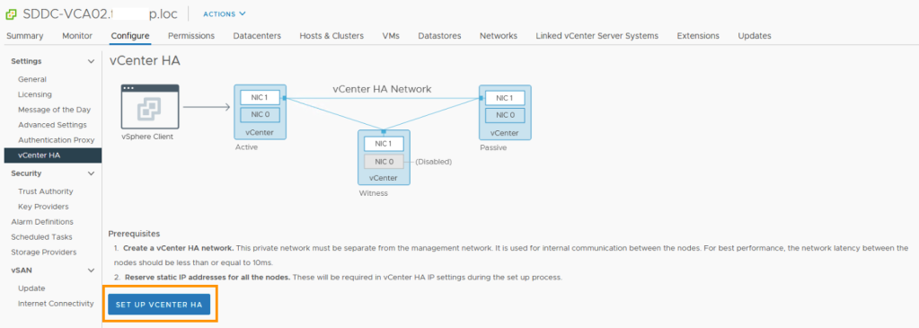 vCenter HA – Failed to get management network information – Solved